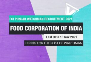 FCI Punjab Watchman Recruitment 2021 Job Listing thumbnail.