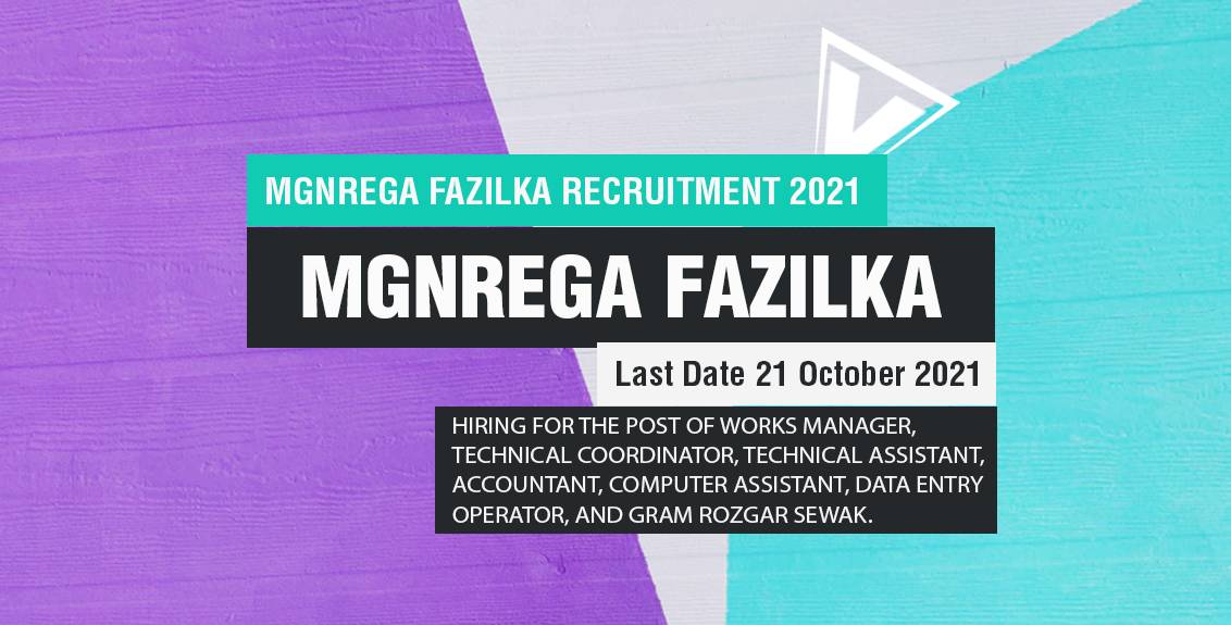 MGNREGA Fazilka Recruitment 2021 Job Listing Thumbnail.