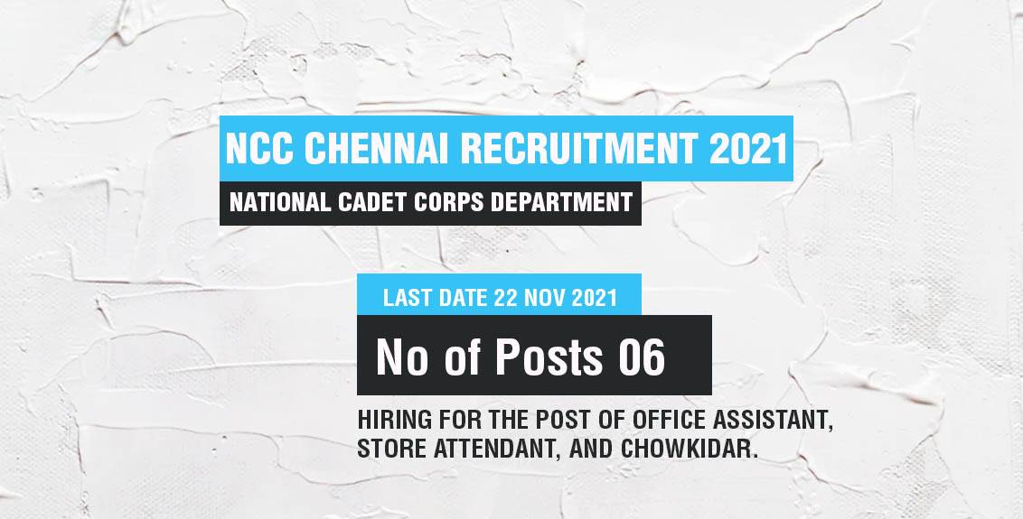 NCC Chennai Recruitment 2021 Job Listing thumbnail.