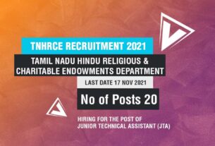 TNHRCE Recruitment 2021 Job Listing thumbnail.