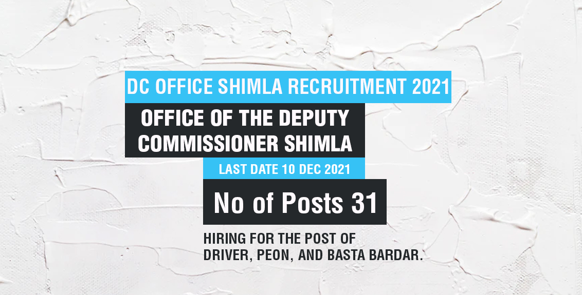 DC Office Shimla Recruitment 2021 Job Listing thumbnail.