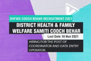 DHFWS Cooch Behar Recruitment 2021 job listing thumbnail.