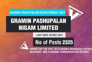 Gramin Pashupalan Recruitment 2021 Job Summary