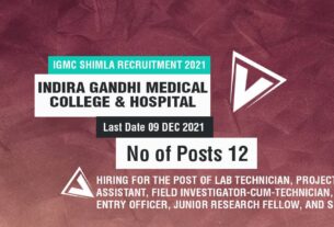 IGMC Shimla Recruitment 2021 Job Listing thumbnail.