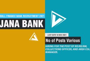 Jana Small Finance Bank Recruitment 2021 Job Listing Thumbnail.