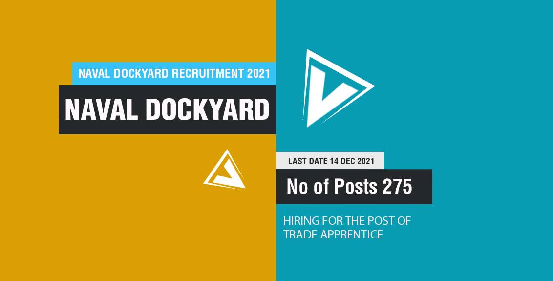 Naval Dockyard Recruitment 2021 Job Listing thumbnail.