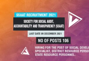 SSAAT Recruitment 2021 Job Listing thumbnail.