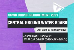 CGWB Recruitment 2021 for 24 Car Drivers