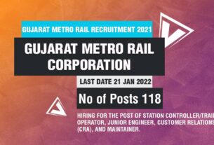 Gujarat Metro Rail Recruitment 2021 for Train Operator, Maintainer