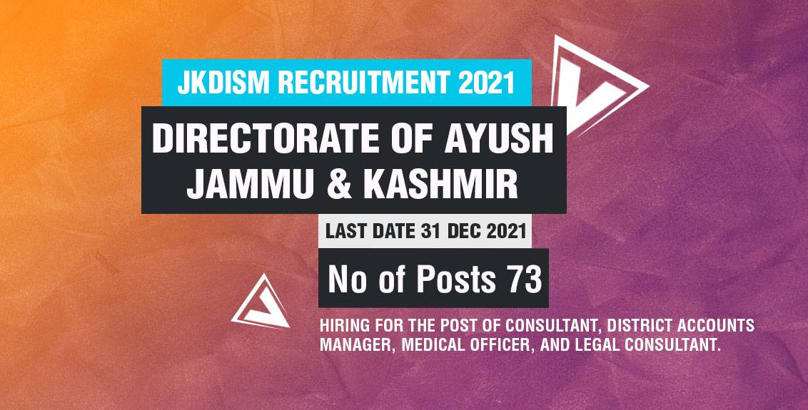 JKDISM Recruitment 2021 for Account Manager, Medical Officer