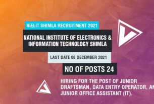 NIELIT Shimla Recruitment 2021 Job Listing thumbnail.