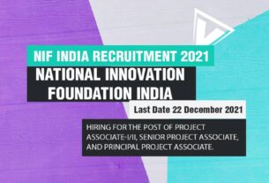 NIF India Recruitment 2021 for 15 Project Associates