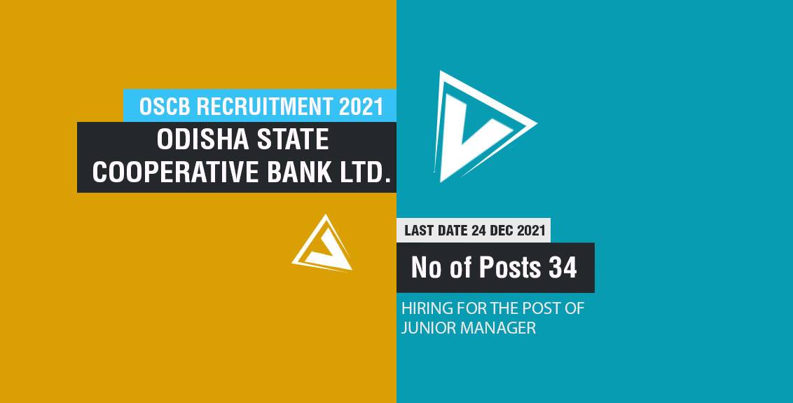 OSCB Recruitment 2021 for Junior Manager Vacancy