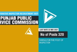 PPSC Cooperative Inspector Recruitment 2021 Job Listing thumbnail.