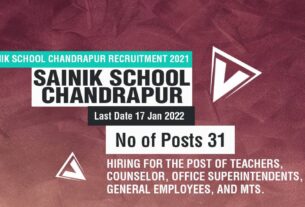 Sainik School Chandrapur Recruitment 2021 for TGT, Ward Boy, MTS